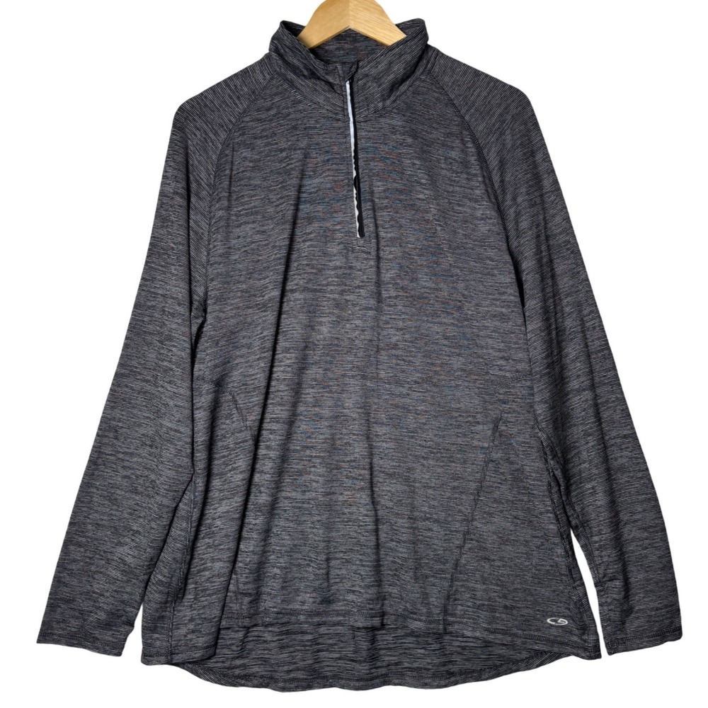 Champion Womens XXL Gray Duo Dry Quarter Zip Pullover Athletic Running Top